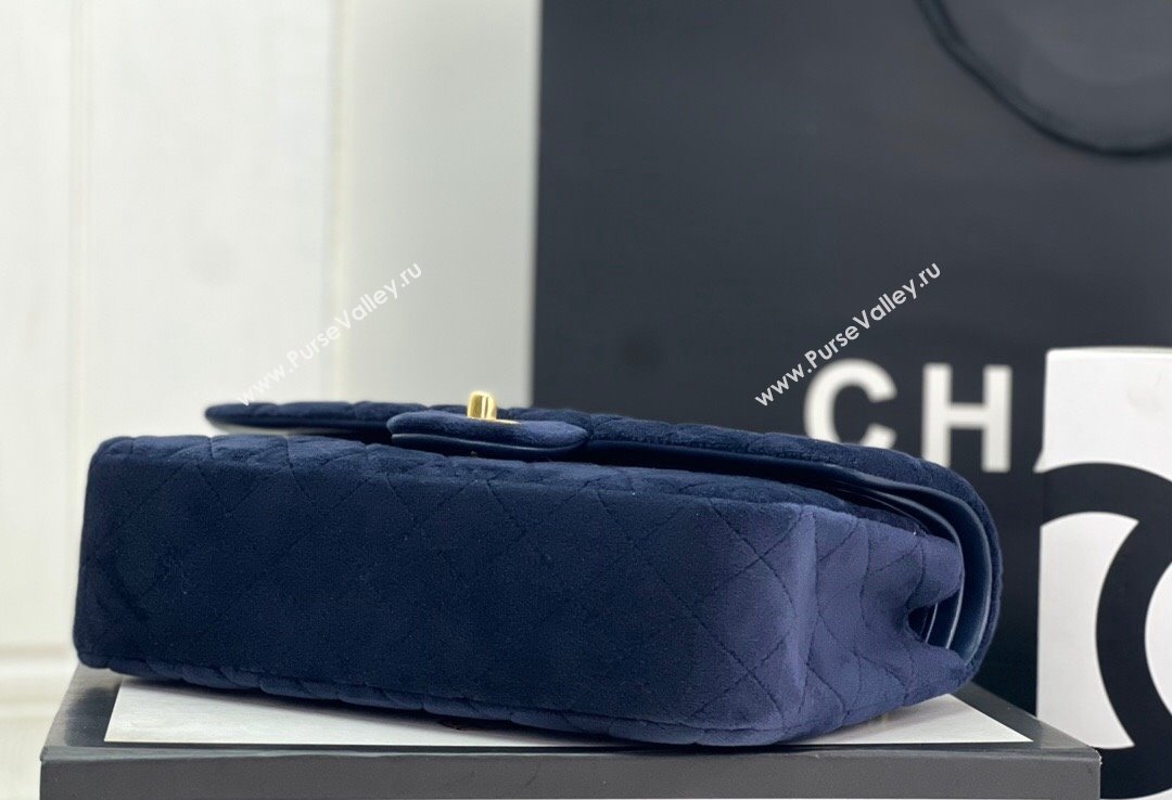 Chanel Wool Tweed Medium Classic Handbag A01112 Dark Blue 2023 (jiyuan-23100904)