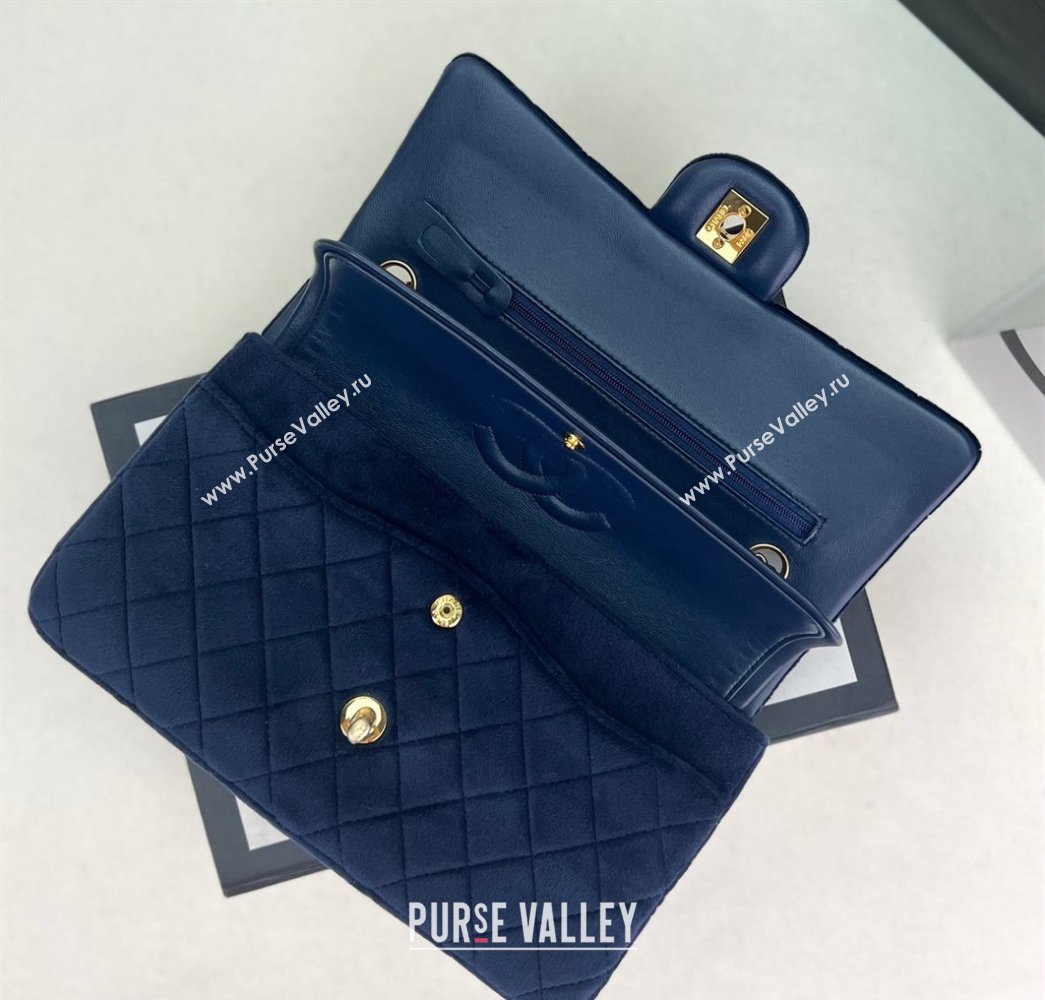 Chanel Wool Tweed Medium Classic Handbag A01112 Dark Blue 2023 (jiyuan-23100904)