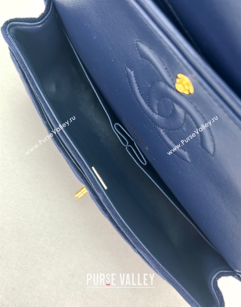 Chanel Wool Tweed Medium Classic Handbag A01112 Dark Blue 2023 (jiyuan-23100904)