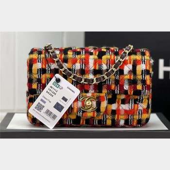 Chanel Wool Tweed Small Classic Handbag A01116 Orange/Yellow/Black 2023 (jiyuan-23100919)