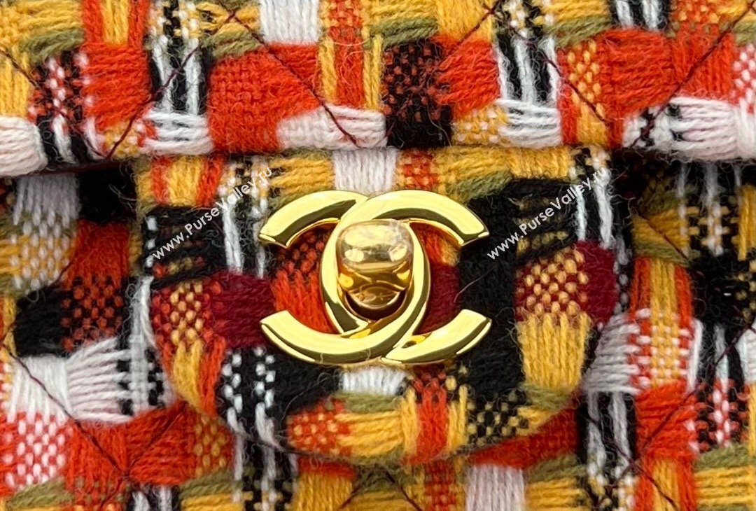 Chanel Wool Tweed Small Classic Handbag A01116 Orange/Yellow/Black 2023 (jiyuan-23100919)