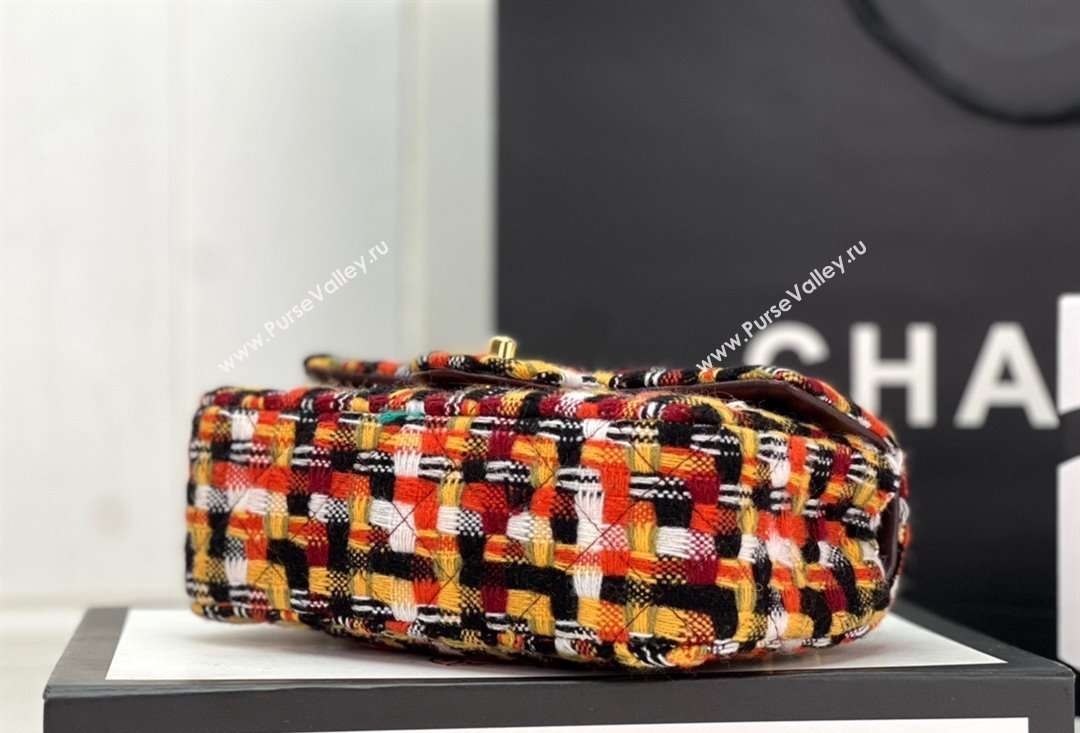 Chanel Wool Tweed Small Classic Handbag A01116 Orange/Yellow/Black 2023 (jiyuan-23100919)