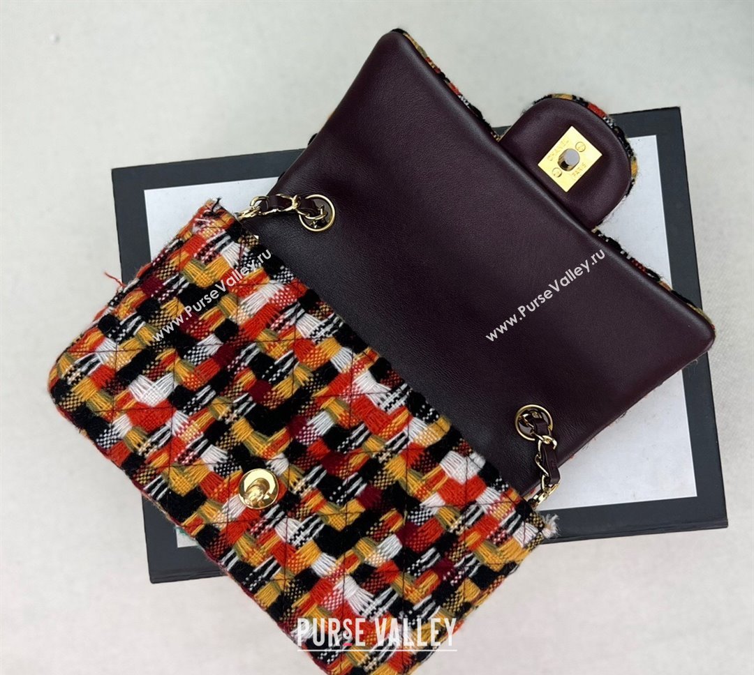 Chanel Wool Tweed Small Classic Handbag A01116 Orange/Yellow/Black 2023 (jiyuan-23100919)