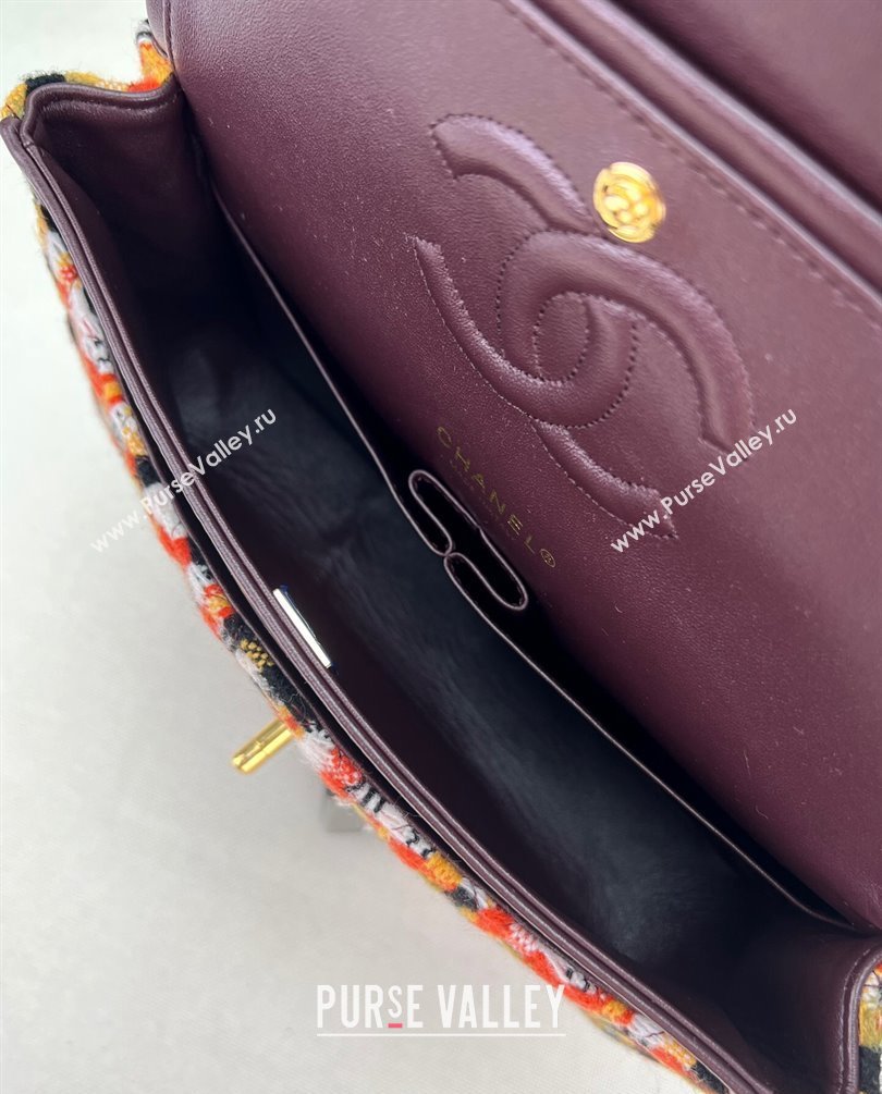 Chanel Wool Tweed Medium Classic Handbag A01112 Orange/Yellow/Black 2023 (jiyuan-23100909)