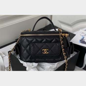 Chanel Grained Shiny Calfskin Clutch with Chain Bag AP3017 Black 2023 (jiyuan-23101001)
