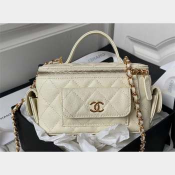 Chanel Grained Shiny Calfskin Clutch with Chain Bag AP3017 White 2023 (jiyuan-23101002)