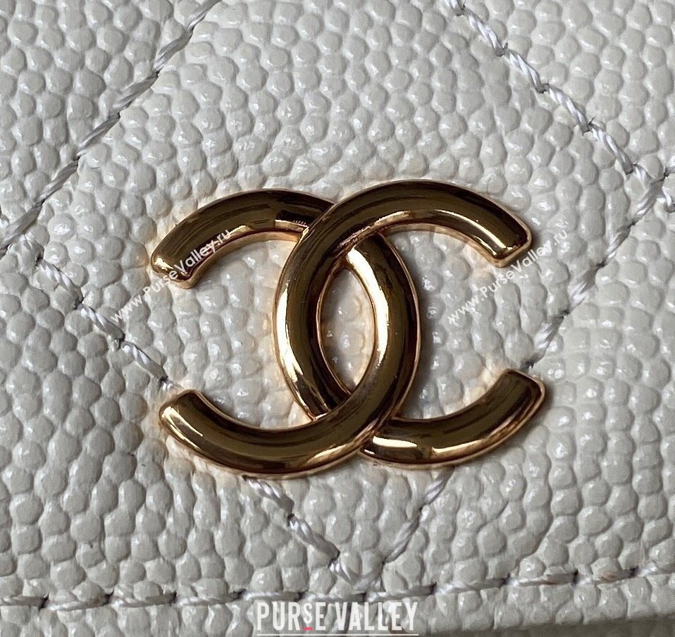 Chanel Grained Shiny Calfskin Clutch with Chain Bag AP3017 White 2023 (jiyuan-23101002)