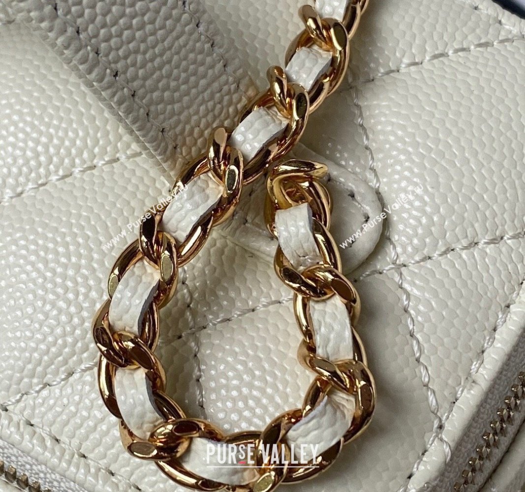 Chanel Grained Shiny Calfskin Clutch with Chain Bag AP3017 White 2023 (jiyuan-23101002)