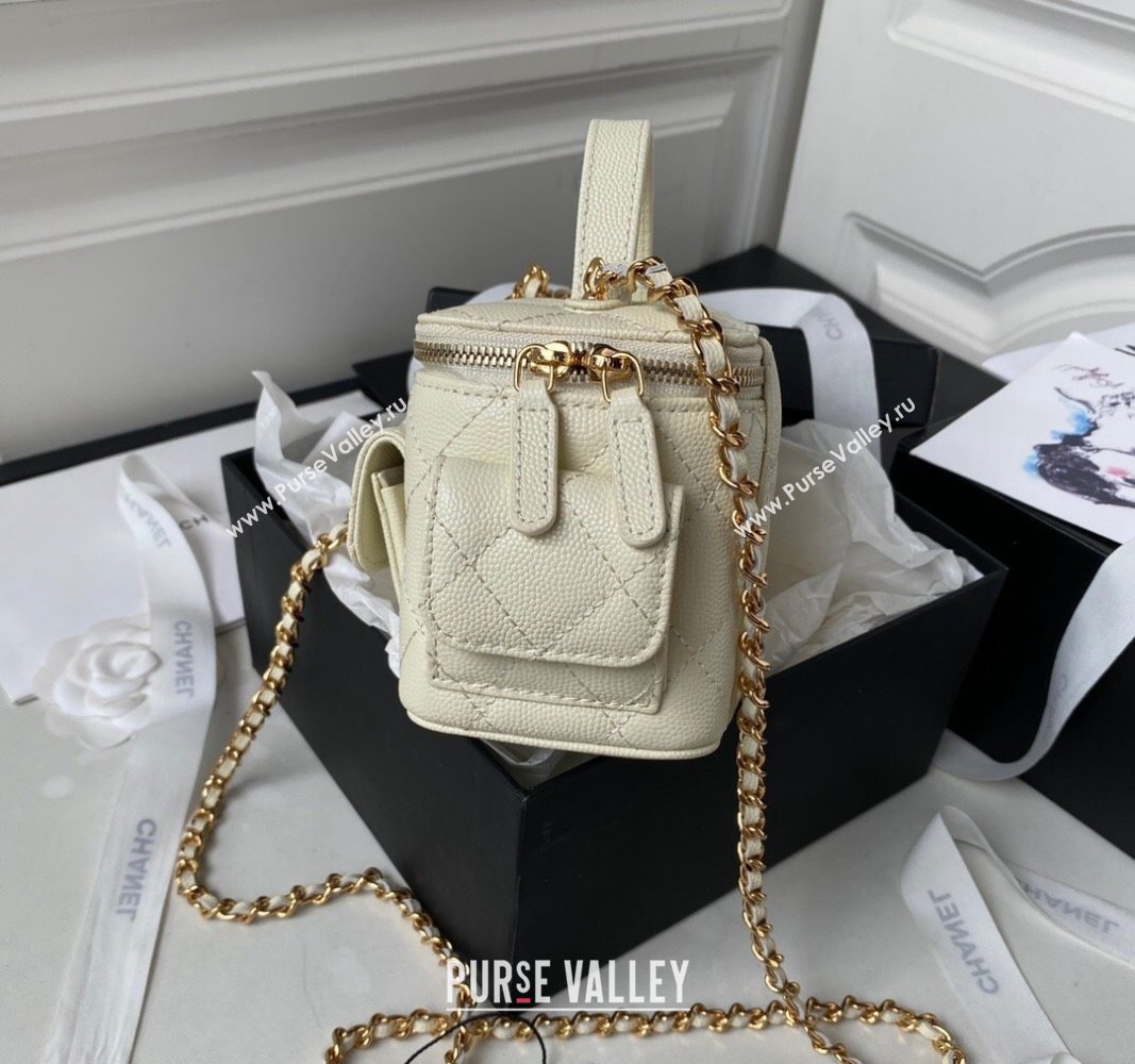 Chanel Grained Shiny Calfskin Clutch with Chain Bag AP3017 White 2023 (jiyuan-23101002)