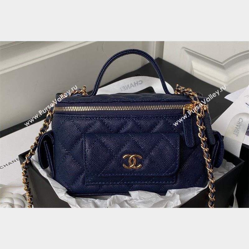 Chanel Grained Shiny Calfskin Clutch with Chain Bag AP3017 Blue 2023 (jiyuan-23101003)