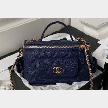 Chanel Grained Shiny Calfskin Clutch with Chain Bag AP3017 Blue 2023 (jiyuan-23101003)