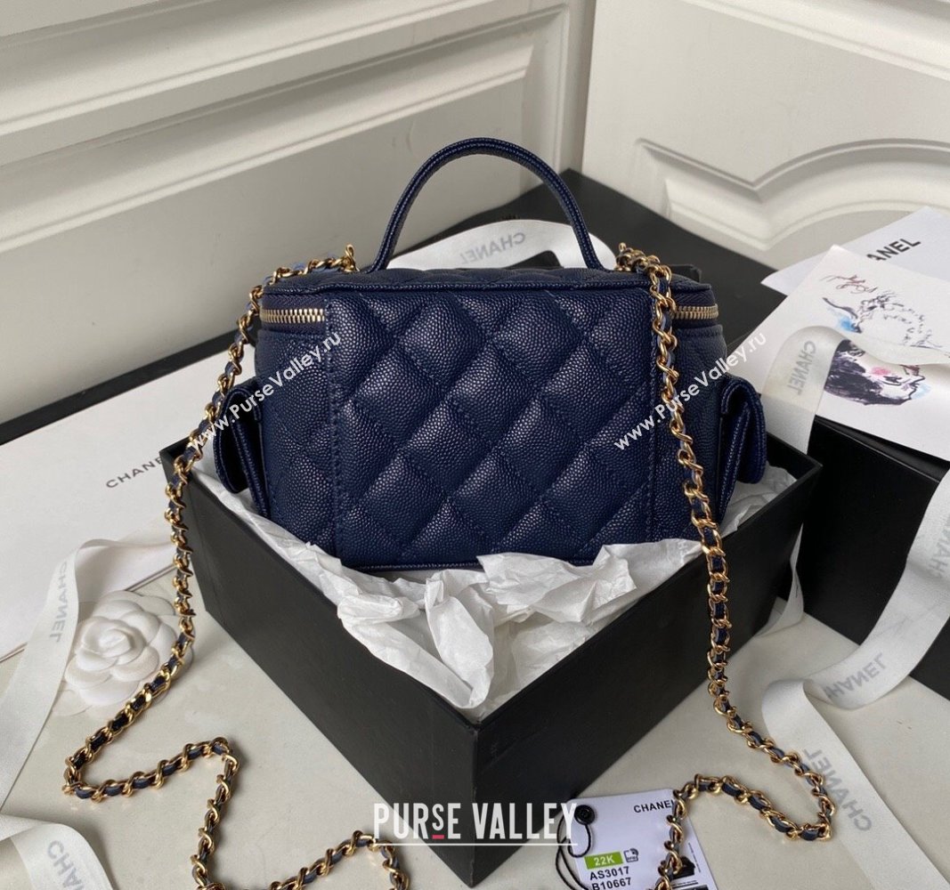 Chanel Grained Shiny Calfskin Clutch with Chain Bag AP3017 Blue 2023 (jiyuan-23101003)