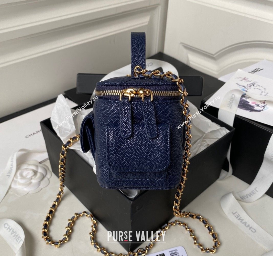 Chanel Grained Shiny Calfskin Clutch with Chain Bag AP3017 Blue 2023 (jiyuan-23101003)