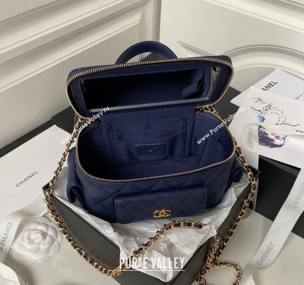 Chanel Grained Shiny Calfskin Clutch with Chain Bag AP3017 Blue 2023 (jiyuan-23101003)
