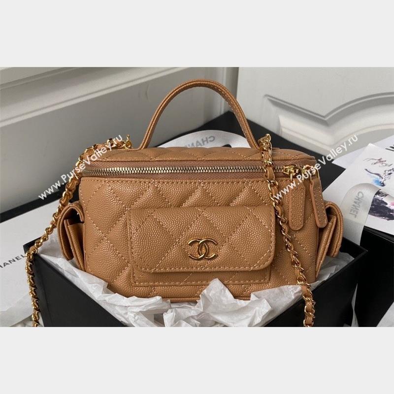 Chanel Grained Shiny Calfskin Clutch with Chain Bag AP3017 Brown 2023 (jiyuan-23101004)