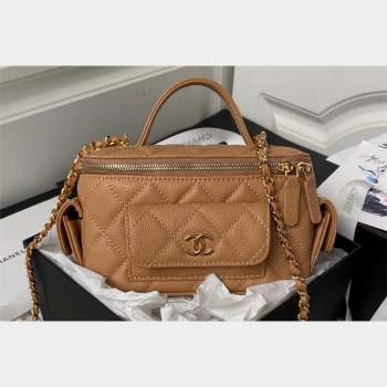 Chanel Grained Shiny Calfskin Clutch with Chain Bag AP3017 Brown 2023 (jiyuan-23101004)