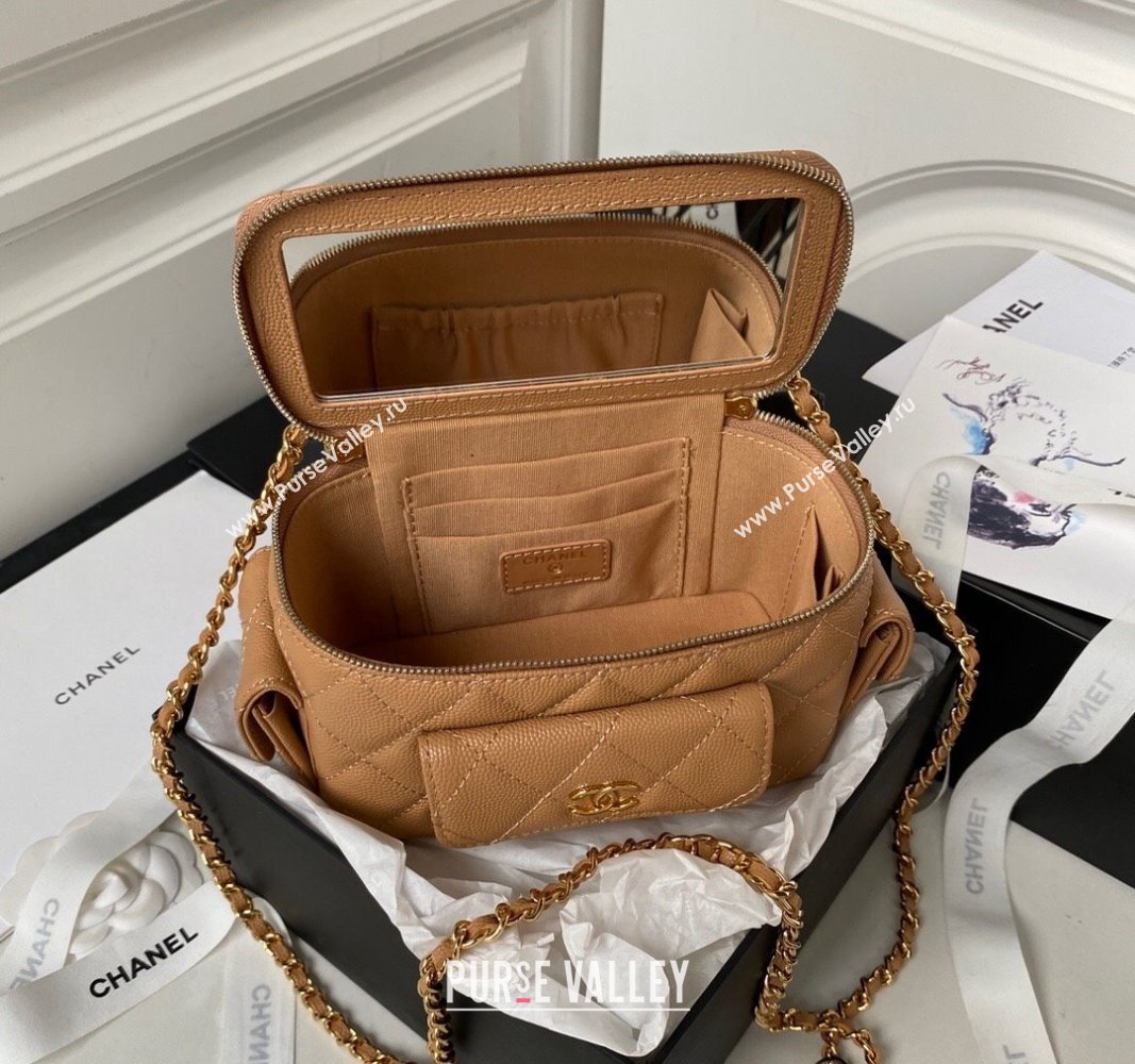 Chanel Grained Shiny Calfskin Clutch with Chain Bag AP3017 Brown 2023 (jiyuan-23101004)