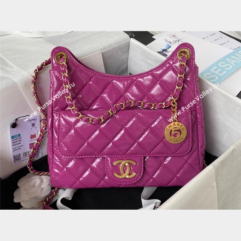 Chanel Shiny Crumpled Calfskin Hobo Handbag AS4322 Purple 2023 (jiyuan-23100952)
