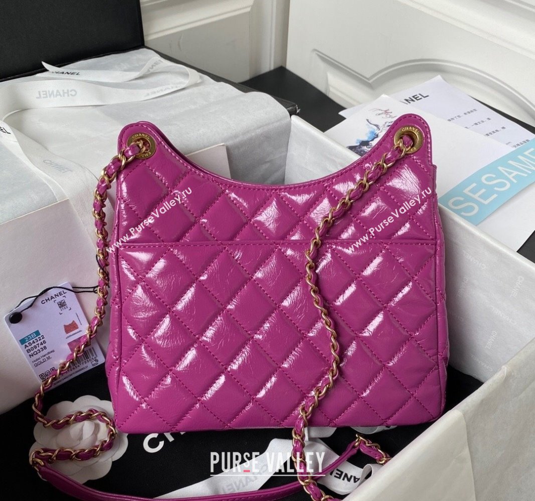 Chanel Shiny Crumpled Calfskin Hobo Handbag AS4322 Purple 2023 (jiyuan-23100952)