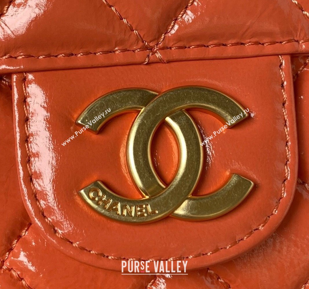 Chanel Shiny Crumpled Calfskin Hobo Handbag AS4322 Orange 2023 (jiyuan-23100953)