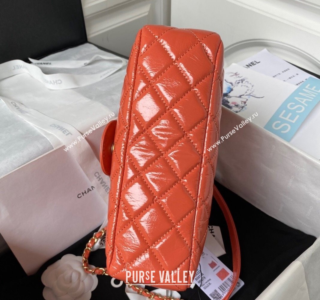 Chanel Shiny Crumpled Calfskin Hobo Handbag AS4322 Orange 2023 (jiyuan-23100953)