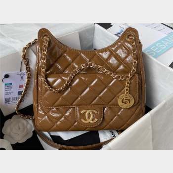 Chanel Shiny Crumpled Calfskin Hobo Handbag AS4322 Brown 2023 (jiyuan-23100954)