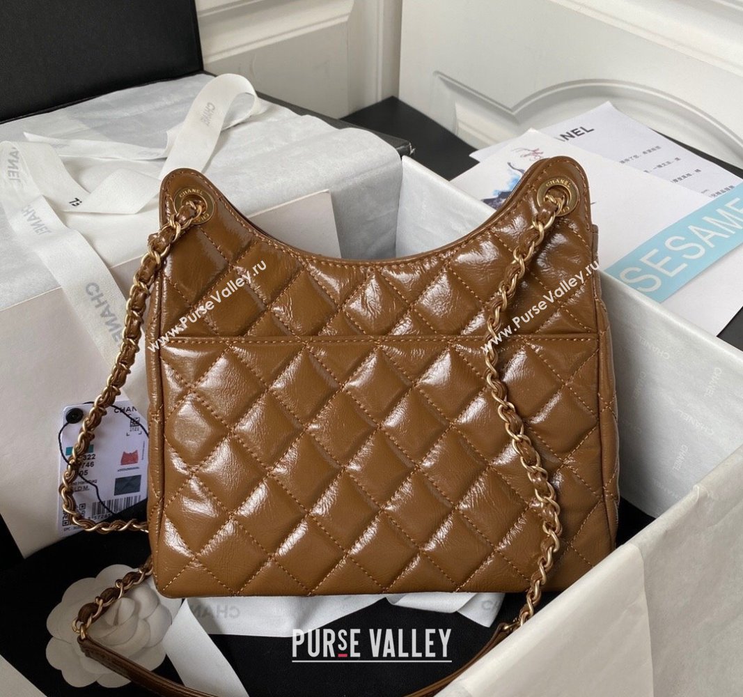 Chanel Shiny Crumpled Calfskin Hobo Handbag AS4322 Brown 2023 (jiyuan-23100954)
