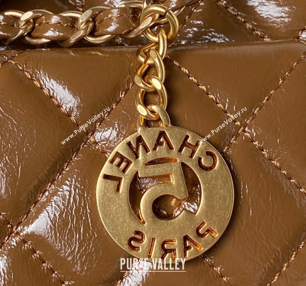 Chanel Shiny Crumpled Calfskin Hobo Handbag AS4322 Brown 2023 (jiyuan-23100954)