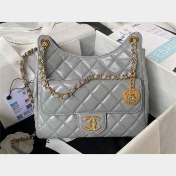 Chanel Shiny Crumpled Calfskin Hobo Handbag AS4322 Gray 2023 (jiyuan-23100955)