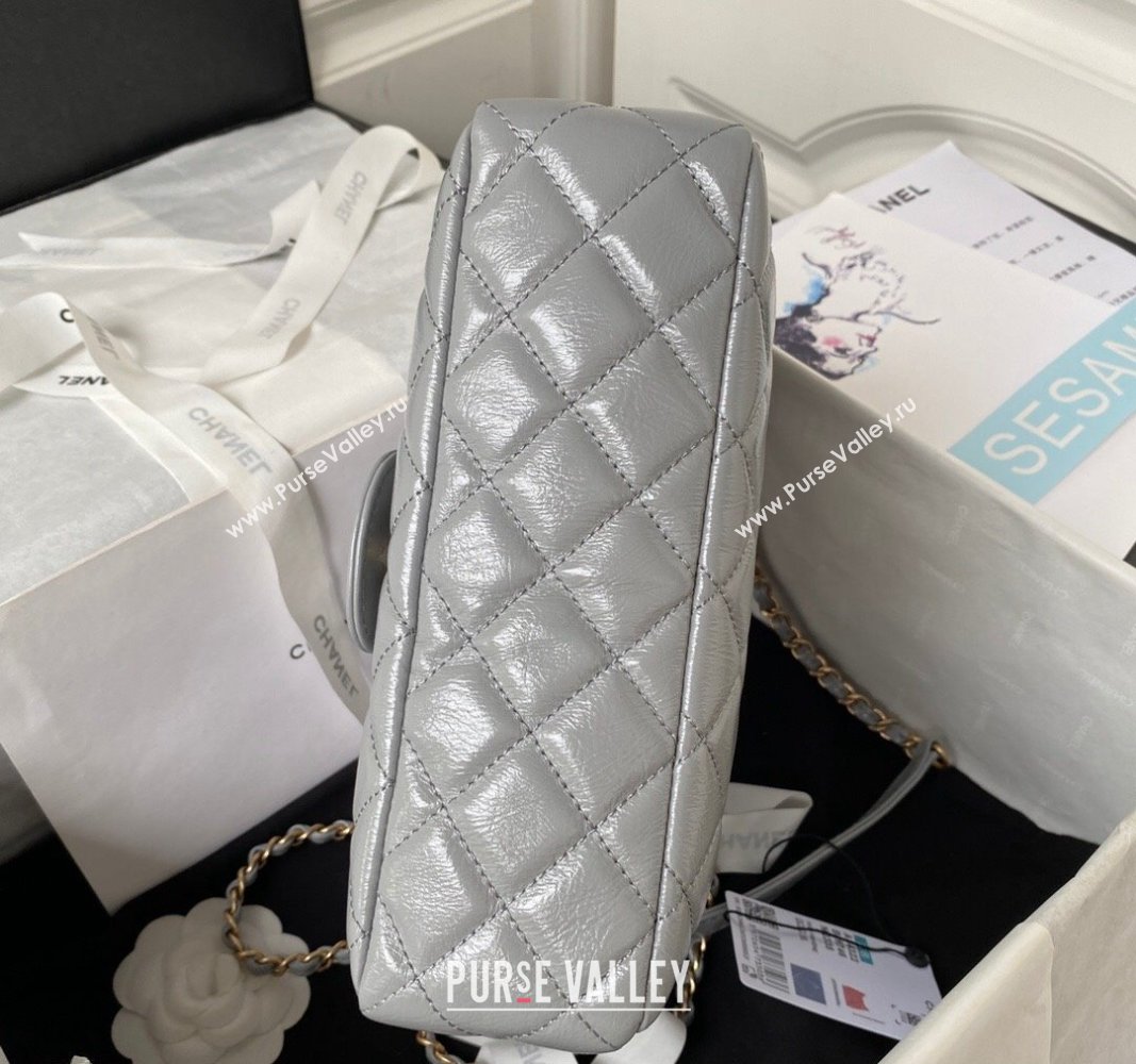Chanel Shiny Crumpled Calfskin Hobo Handbag AS4322 Gray 2023 (jiyuan-23100955)