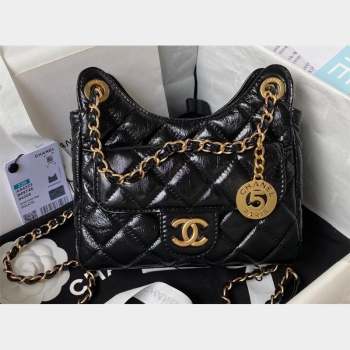 Chanel Shiny Crumpled Calfskin Small Hobo Bag AS4323 Black 2023 (jiyuan-23100957)