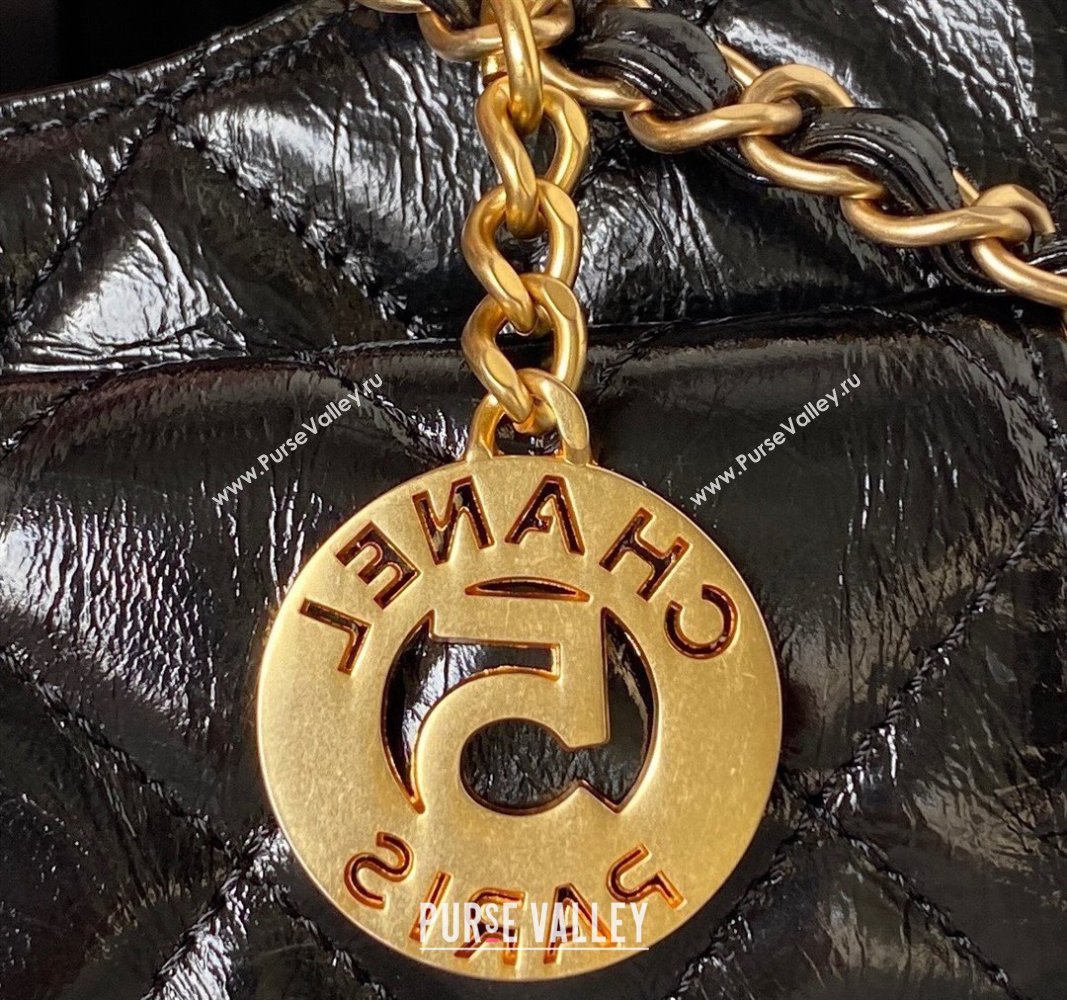 Chanel Shiny Crumpled Calfskin Small Hobo Bag AS4323 Black 2023 (jiyuan-23100957)