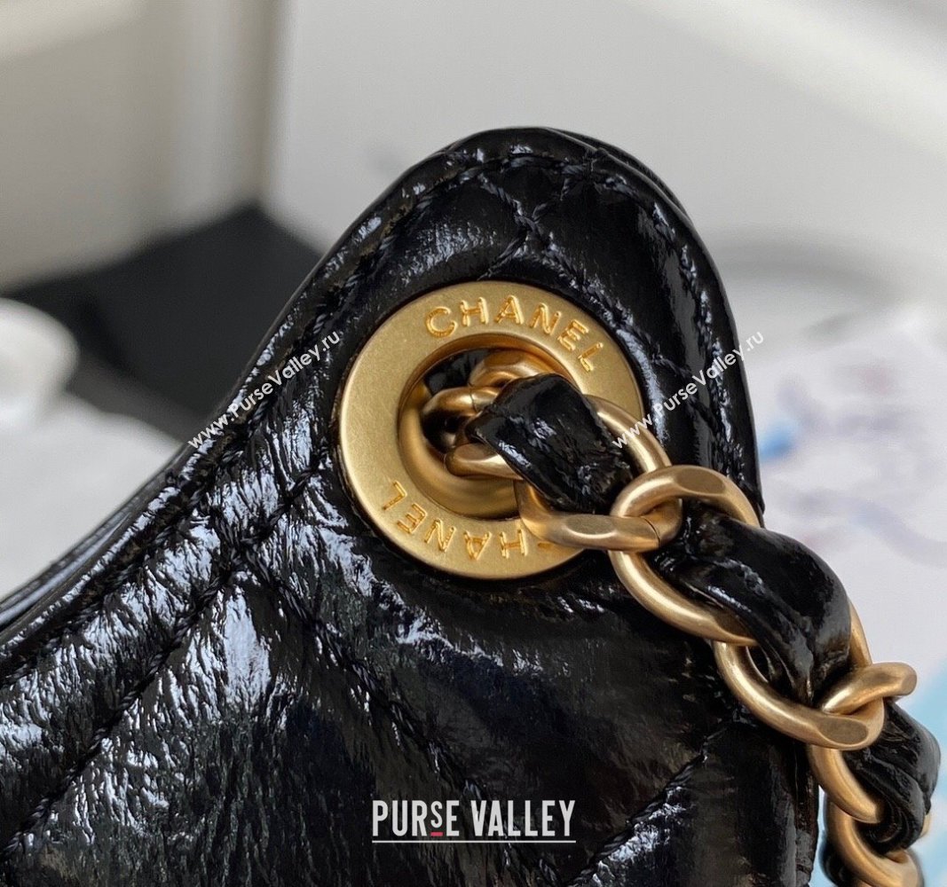 Chanel Shiny Crumpled Calfskin Small Hobo Bag AS4323 Black 2023 (jiyuan-23100957)