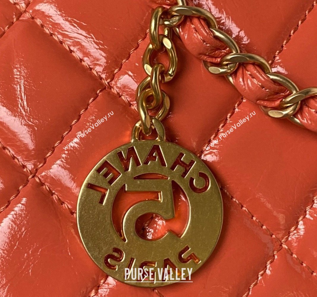 Chanel Shiny Crumpled Calfskin Small Hobo Bag AS4323 Orange 2023 (jiyuan-23100960)