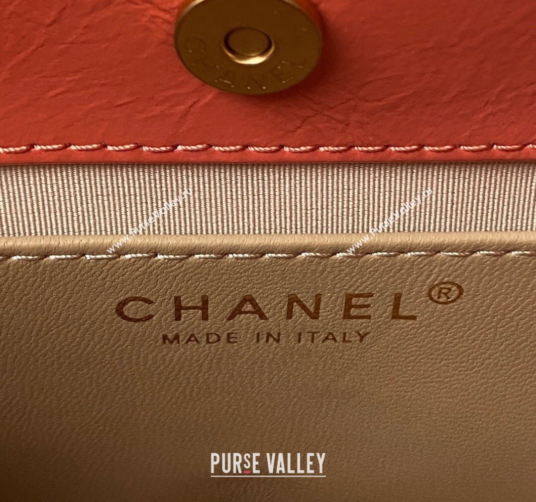 Chanel Shiny Crumpled Calfskin Small Hobo Bag AS4323 Orange 2023 (jiyuan-23100960)