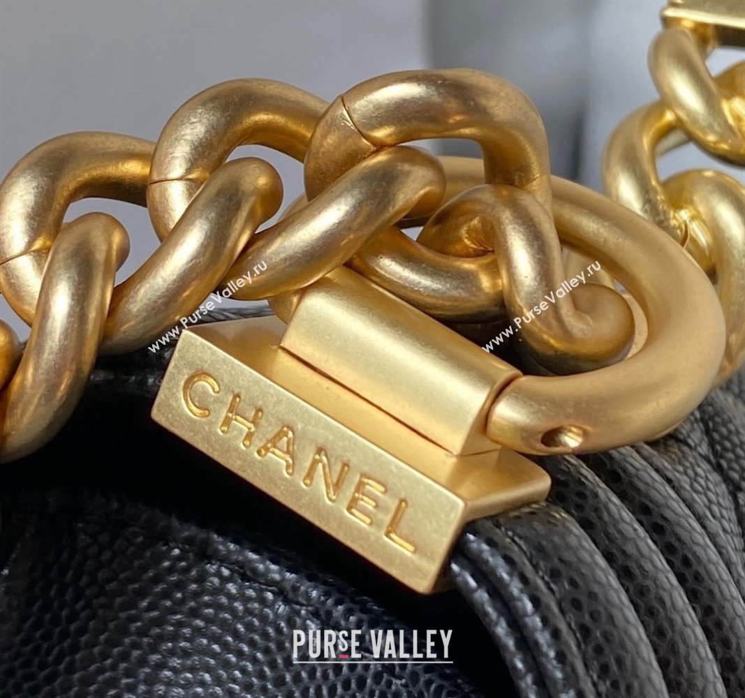 Chanel Grained Shiny Calfskin BOY Flap Bag with Handle A94805 Black 2023 (jiyuan-23100705)