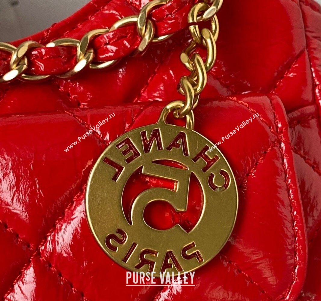 Chanel Shiny Crumpled Calfskin Small Hobo Bag AS4323 Red 2023 (jiyuan-23100958)