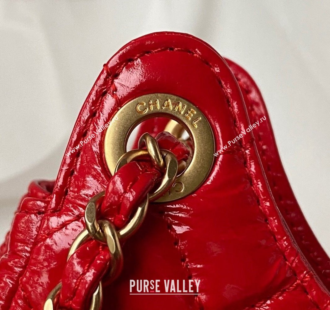 Chanel Shiny Crumpled Calfskin Small Hobo Bag AS4323 Red 2023 (jiyuan-23100958)