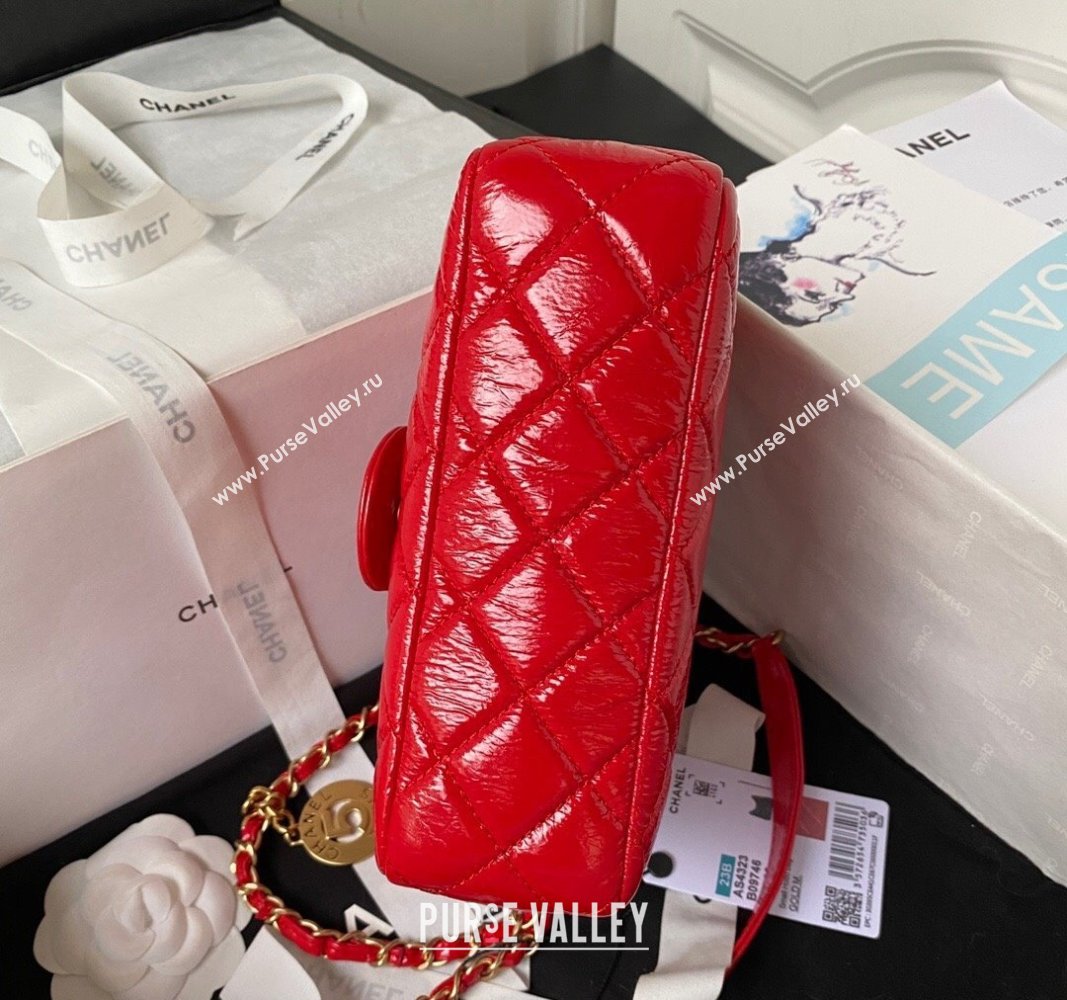 Chanel Shiny Crumpled Calfskin Small Hobo Bag AS4323 Red 2023 (jiyuan-23100958)