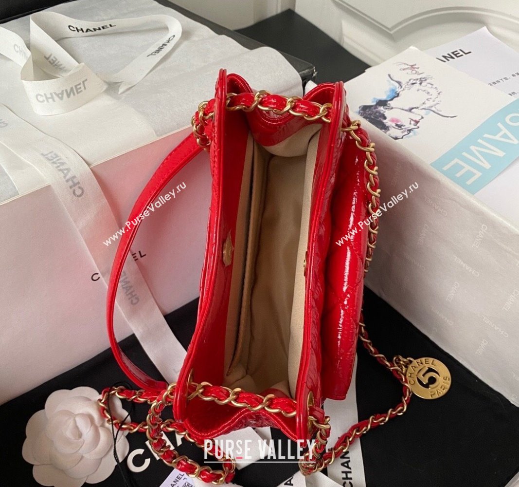 Chanel Shiny Crumpled Calfskin Small Hobo Bag AS4323 Red 2023 (jiyuan-23100958)