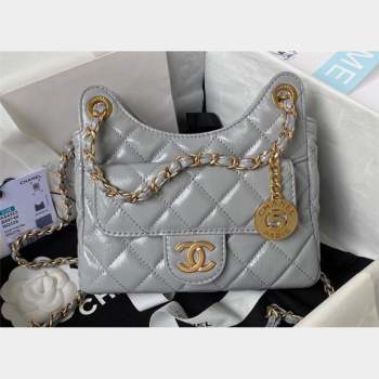 Chanel Shiny Crumpled Calfskin Small Hobo Bag AS4323 Gray 2023 (jiyuan-23100962)