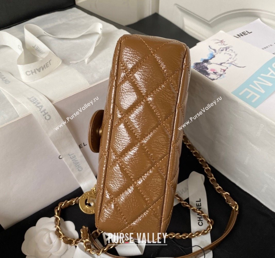 Chanel Shiny Crumpled Calfskin Small Hobo Bag AS4323 Brown 2023 (jiyuan-23100961)