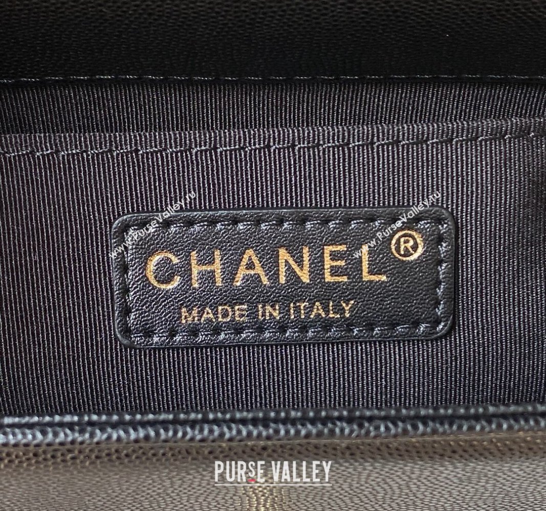 Chanel Grained Shiny Calfskin BOY Flap Bag with Handle A94805 Black 2023 (jiyuan-23100705)