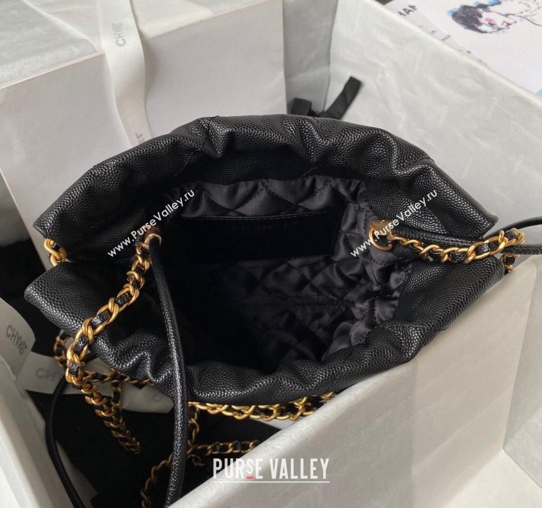 Chanel Shiny Grained Calfskin and Lacquered Metal CHANEL 22 Mini Handbag AS3980 Black 2023 (jiyuan-23101005)