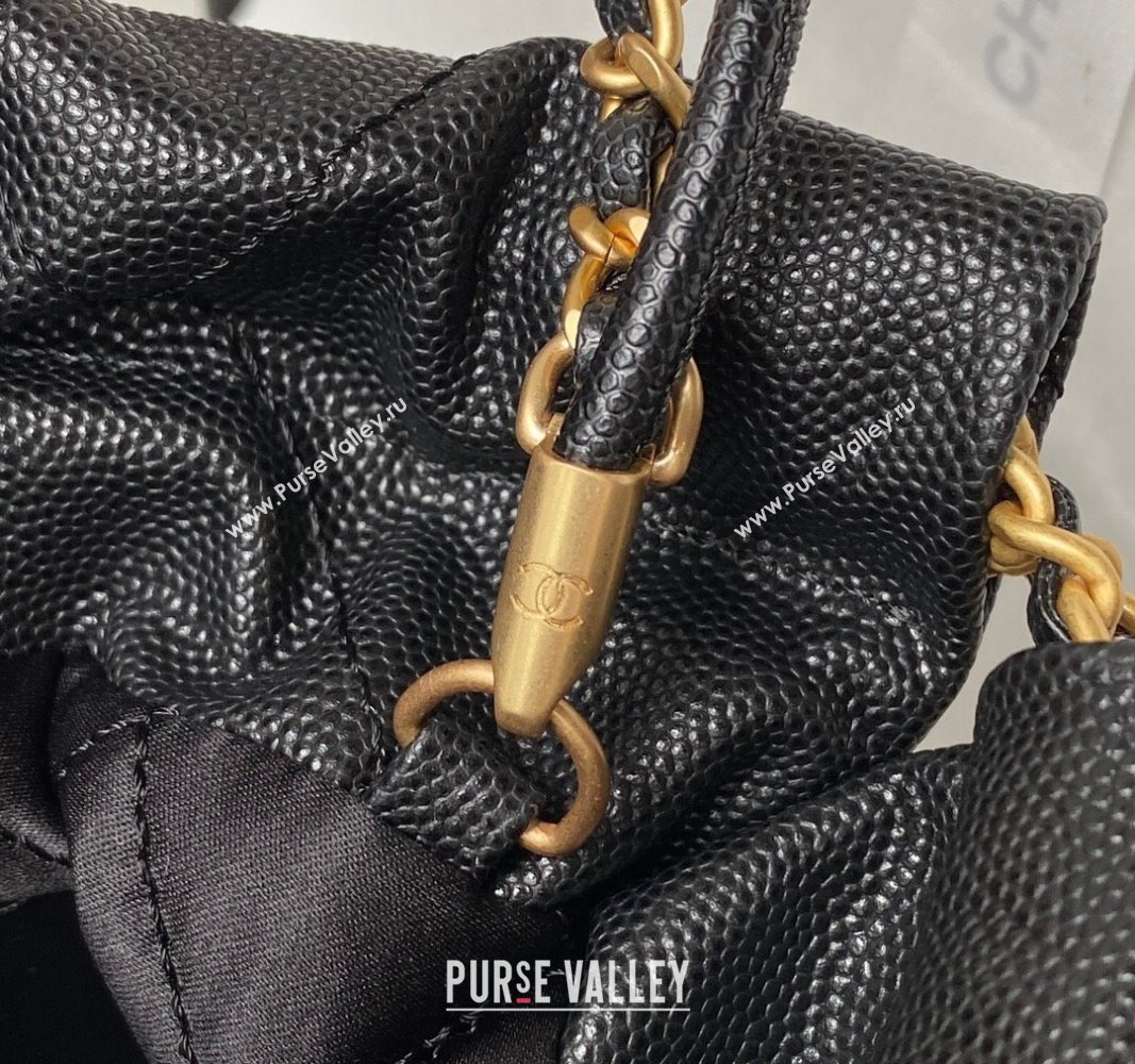 Chanel Shiny Grained Calfskin and Lacquered Metal CHANEL 22 Mini Handbag AS3980 Black 2023 (jiyuan-23101005)