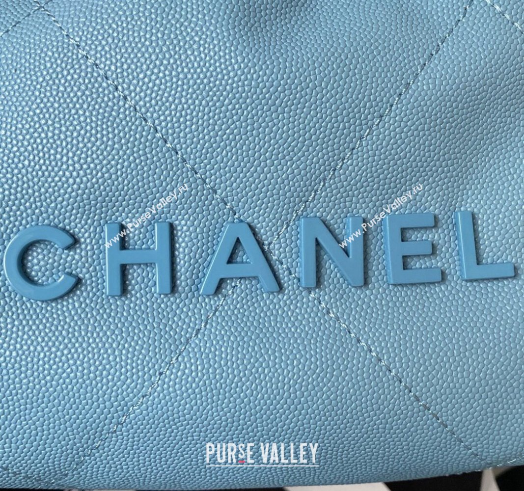 Chanel Shiny Grained Calfskin and Lacquered Metal CHANEL 22 Mini Handbag AS3980 Blue 2023 (jiyuan-23101007)