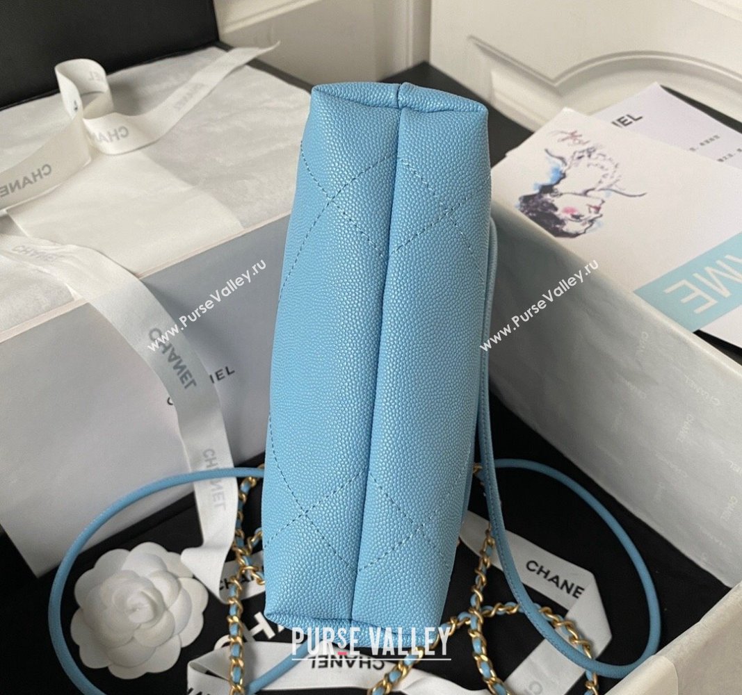 Chanel Shiny Grained Calfskin and Lacquered Metal CHANEL 22 Mini Handbag AS3980 Blue 2023 (jiyuan-23101007)