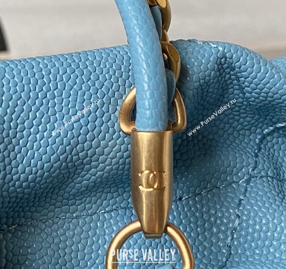 Chanel Shiny Grained Calfskin and Lacquered Metal CHANEL 22 Mini Handbag AS3980 Blue 2023 (jiyuan-23101007)