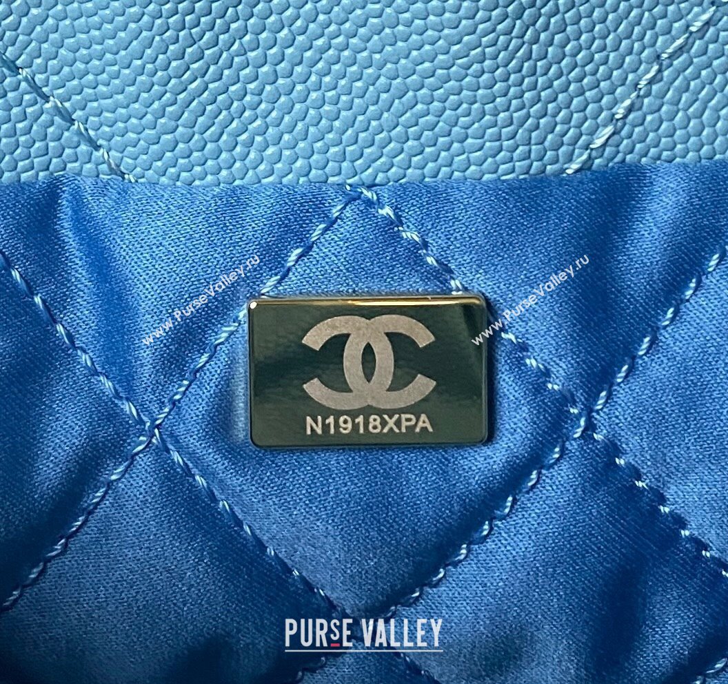 Chanel Shiny Grained Calfskin and Lacquered Metal CHANEL 22 Mini Handbag AS3980 Blue 2023 (jiyuan-23101007)