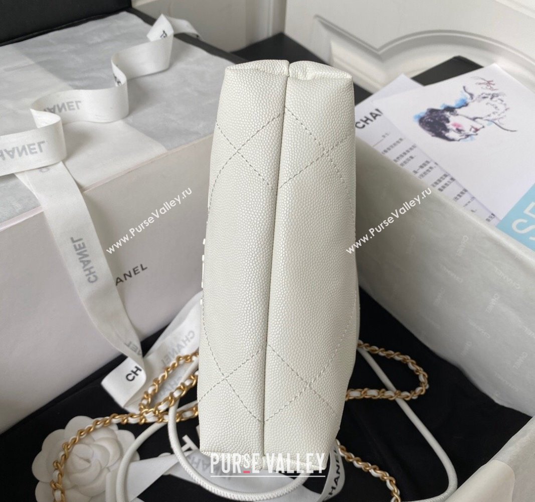 Chanel Shiny Grained Calfskin and Lacquered Metal CHANEL 22 Mini Handbag AS3980 White 2023 (jiyuan-23101006)